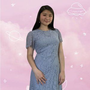Blue lace midi dress